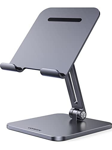 UGREEN Soporte Tablet Mesa Soporte para Móvil Soporte Plegable de Aluminio para Tablet de hasta 12,9" Compatible con iPad Pro/iPad Air/iPad Mini/Galaxy Tab/MediaPad/iPhone 14/14 Max/Pro/13, Gris