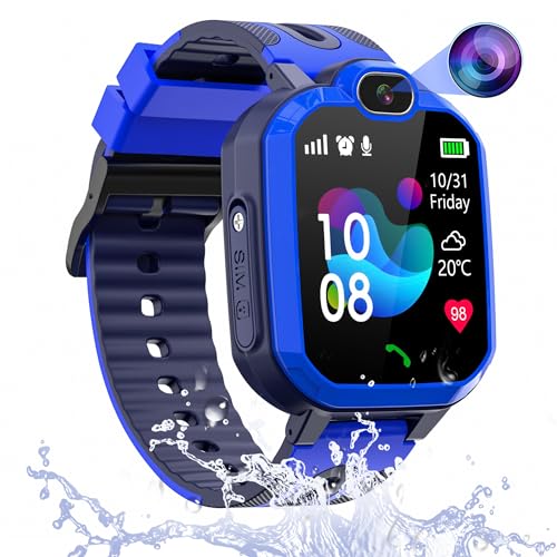 ELEJAFE Reloj GPS Niños, Reloj Inteligente Niño con GPS y Llamadas IP68 Impermeable, Smartwatch Niños Niñas con Pantalla Táctil y SOS, Juego, Cámara, Despertador, Regalo para Estudiante Niños y Niñas