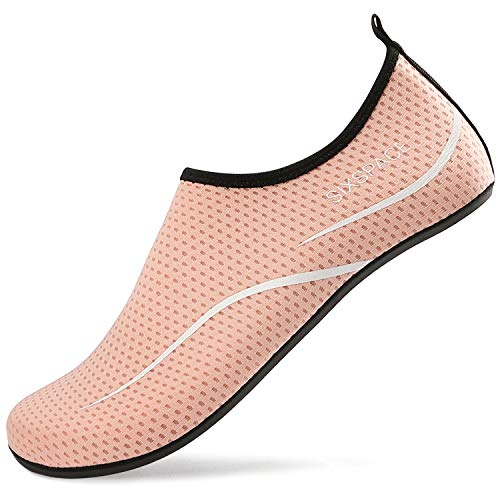 LUEDKA Escarpines Hombre Mujer Playa Zapatillas de Agua Antideslizante Calzado Agua Secado Rápido Zapatillas de Deportes Acuáticos Buceo Natación Surf Yoga (Rosa,39 EU)