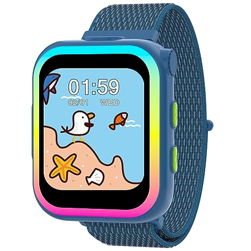 Reloj Inteligente Niño, 1.69" Smartwatch niños con 90°Cámara Giratoria y Mascotas Interactivas, 12 Juegos MP3 Podómetro Linterna Control Parental y Modelo Escolar 3-14 Años Niñas Estudiantes Regalo