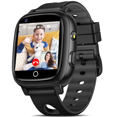 Reloj Inteligente Niño GPS y Llamadas 4G, SOS, Smartwatch Niños WiFi con Videollamadas, Reloj Inteligente Niños Niñas con Música, Despertador, Horario de Clase, Linterna, Regalos para Niños Niñas