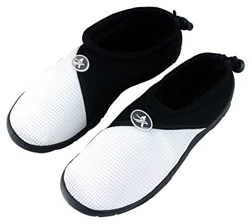 Zapatos de Agua, Zapatillas para Buceo Snorkel Surf Piscina Playa Vela Mar Río Aqua Cycling Deportes Acuáticos, Calzado de Natación Escarpines para Hombre Mujer Unisex (Blanco y Negro, Numeric_36)